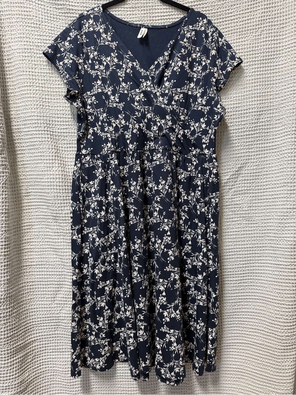 Pact XXL Navy Blue Floral Midi Dress with Pockets